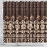Bula Fiji Iri ni Meke Shower Curtain Kuvui Fijian Masi LT14 - Polynesian Pride
