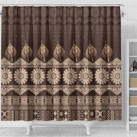 Bula Fiji Iri ni Meke Shower Curtain Kuvui Fijian Masi LT14 - Polynesian Pride