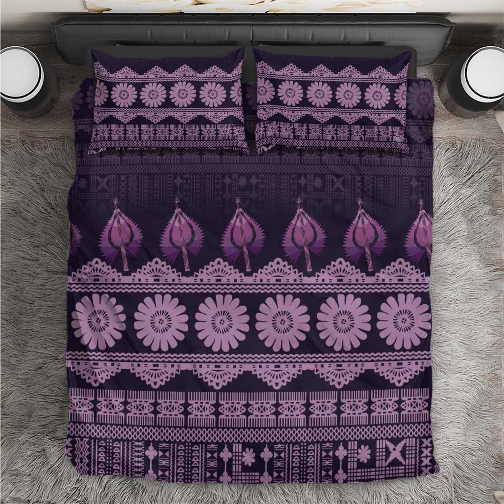 Bula Fiji Iri ni Meke Bedding Set Lokaloka Fijian Masi LT14 Purple - Polynesian Pride