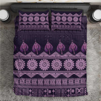 Bula Fiji Iri ni Meke Bedding Set Lokaloka Fijian Masi LT14 Purple - Polynesian Pride