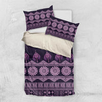 Bula Fiji Iri ni Meke Bedding Set Lokaloka Fijian Masi LT14 US Twin 172cm x 218cm Purple - Polynesian Pride