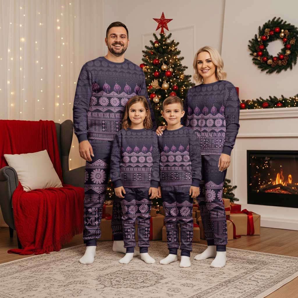 Bula Fiji Iri ni Meke Christmas Pajama Set Lokaloka Fijian Masi LT14 - Polynesian Pride