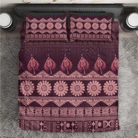 Bula Fiji Iri ni Meke Bedding Set Piqi Fijian Masi LT14 Pink - Polynesian Pride