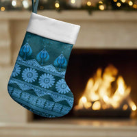 Bula Fiji Iri ni Meke Christmas Stocking Karakarawa Fijian Masi LT14 Set of 2 Blue - Polynesian Pride