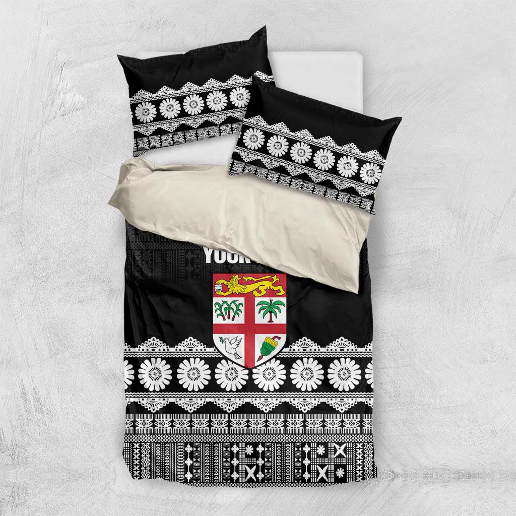 Fiji Tapa Rugby Custom Bedding Set Go Fijiana LT14 US Twin 172cm x 218cm Black - Polynesian Pride