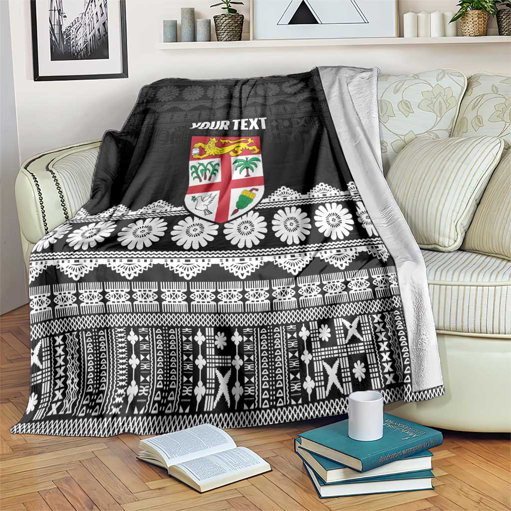 Fiji Tapa Rugby Custom Blanket Go Fijiana LT14 Black - Polynesian Pride