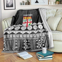 Fiji Tapa Rugby Custom Blanket Go Fijiana LT14 Black - Polynesian Pride