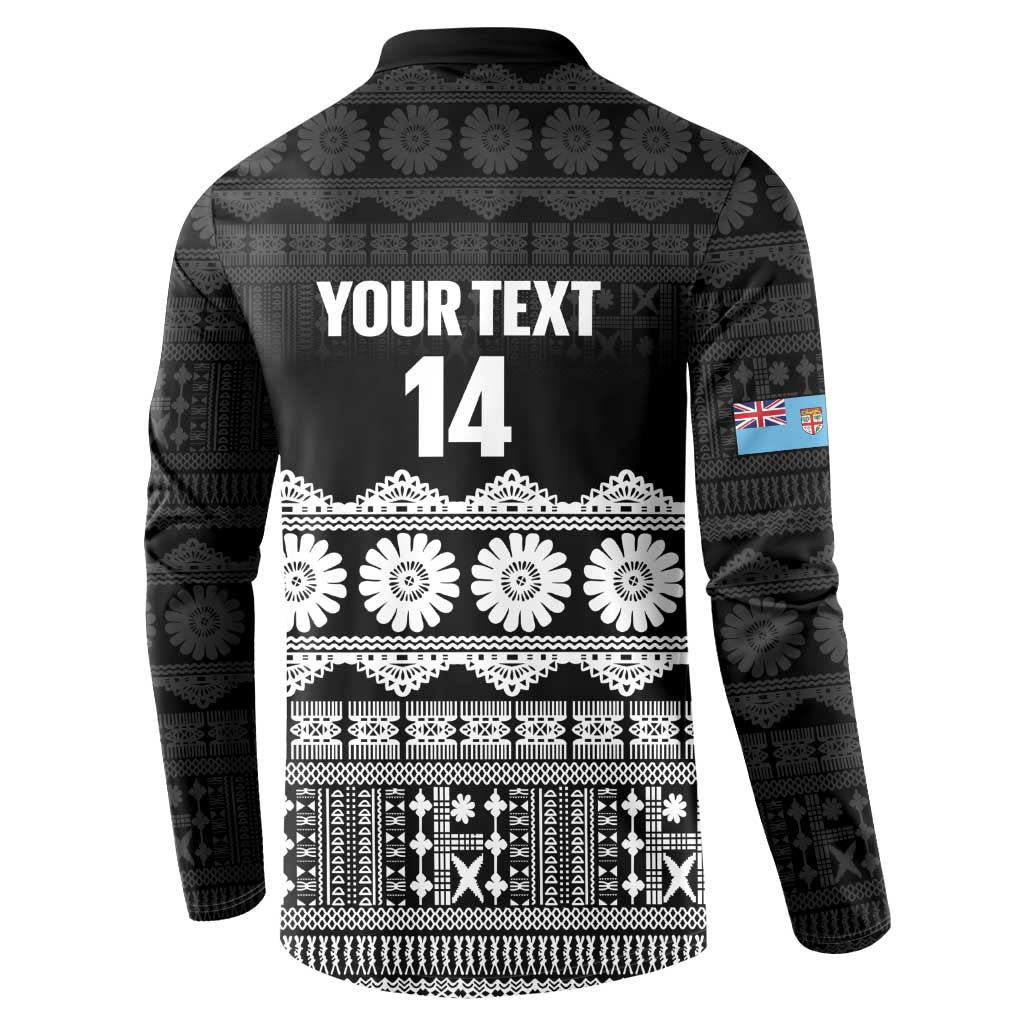 Fiji Tapa Rugby Custom Button Sweatshirt Go Fijiana LT14 - Polynesian Pride
