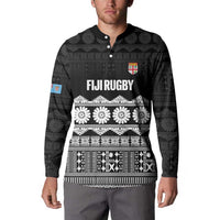 Fiji Tapa Rugby Custom Button Sweatshirt Go Fijiana LT14 - Polynesian Pride