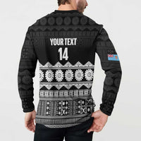 Fiji Tapa Rugby Custom Button Sweatshirt Go Fijiana LT14 - Polynesian Pride