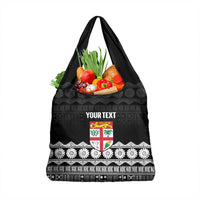 Fiji Tapa Rugby Custom Grocery Bag Go Fijiana LT14 1-pack One Size Black - Polynesian Pride