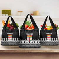 Fiji Tapa Rugby Custom Grocery Bag Go Fijiana LT14 3-pack One Size Black - Polynesian Pride
