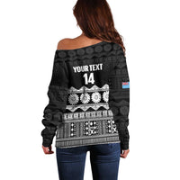Fiji Tapa Rugby Custom Off Shoulder Sweater Go Fijiana LT14 - Polynesian Pride