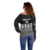 Fiji Tapa Rugby Custom Off Shoulder Sweater Go Fijiana LT14 - Polynesian Pride