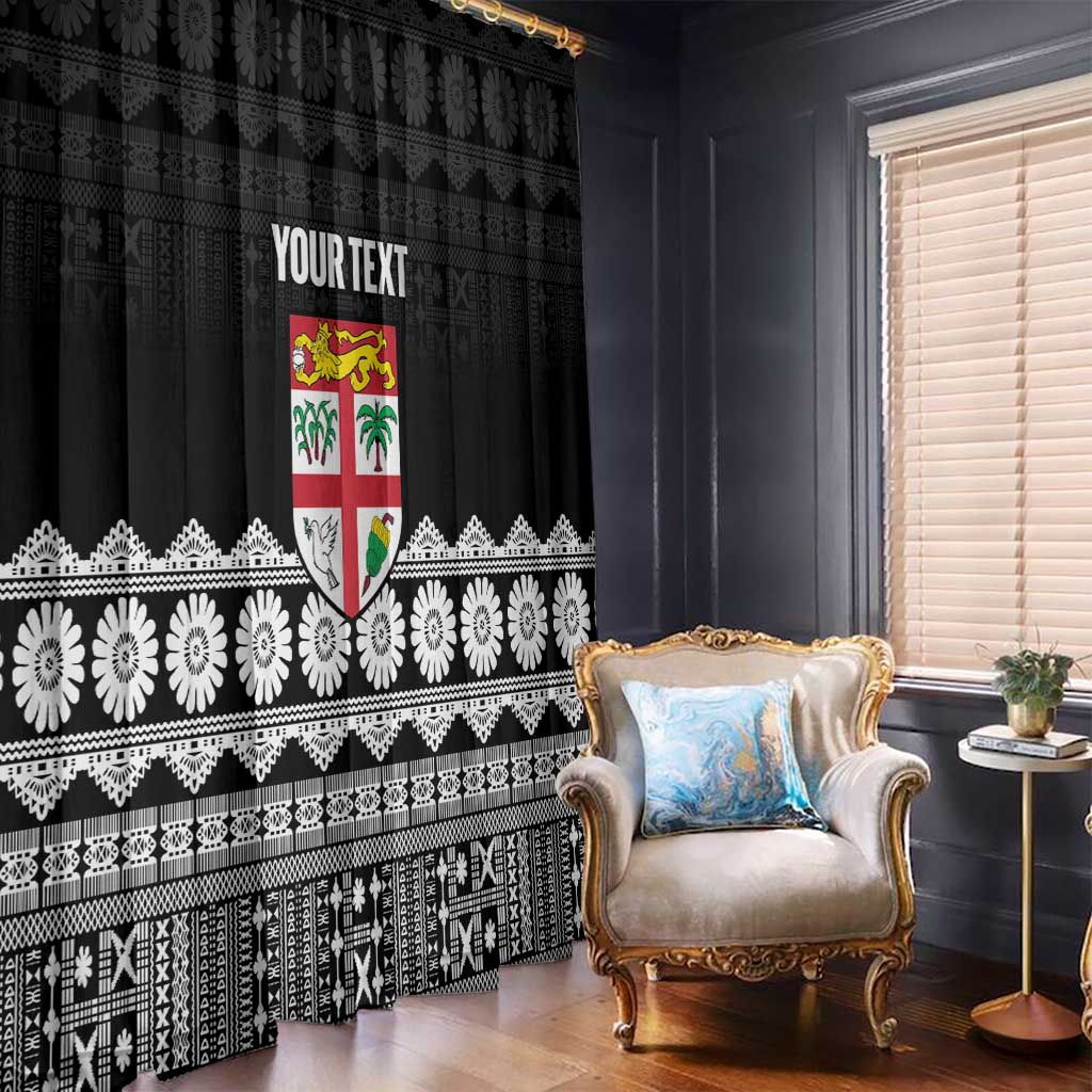 Fiji Tapa Rugby Custom Window Curtain Go Fijiana LT14 - Polynesian Pride