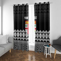 Fiji Tapa Rugby Custom Window Curtain Go Fijiana LT14 With Grommets Black - Polynesian Pride