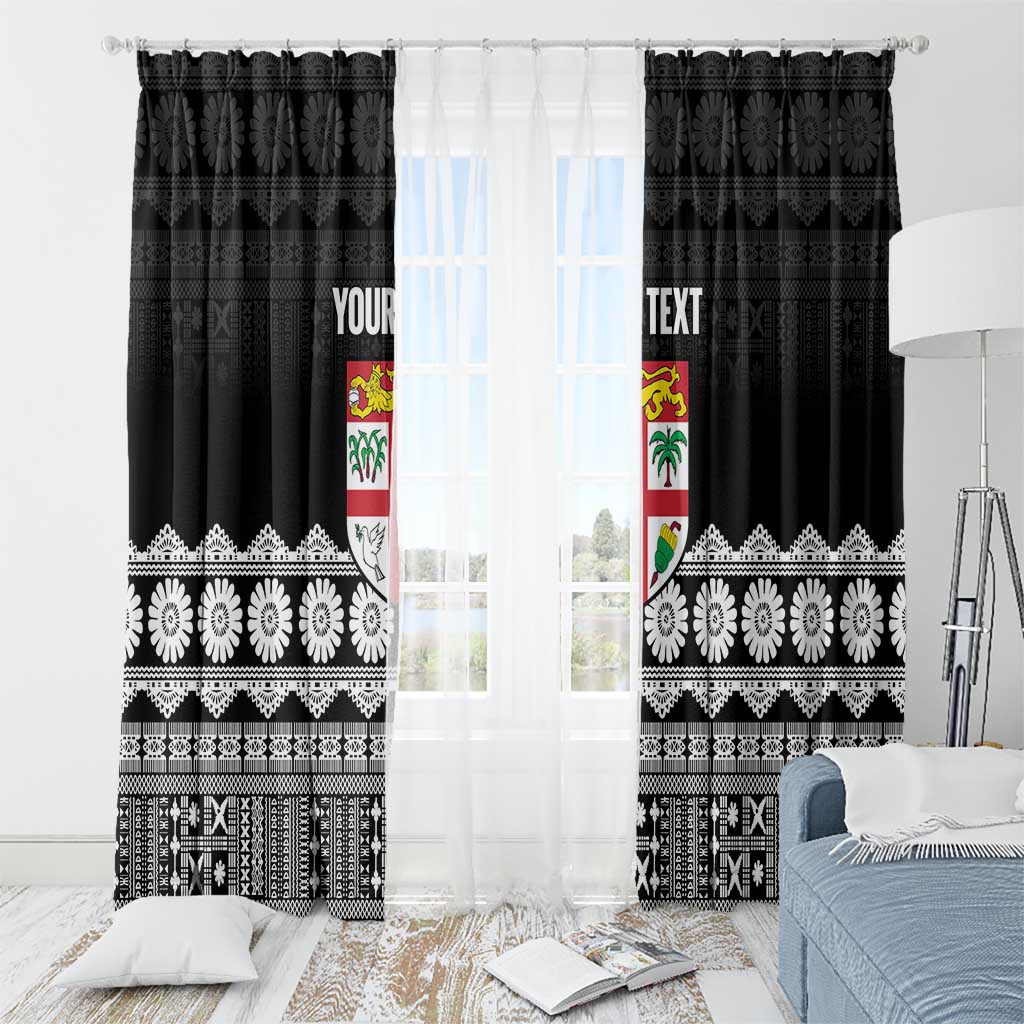 Fiji Tapa Rugby Custom Window Curtain Go Fijiana LT14 - Polynesian Pride