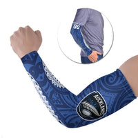 Auckland 2026 Rugby Custom Arm Sleeves NZ Maori Silver Fern LT14 Set of 2 Blue - Polynesian Pride