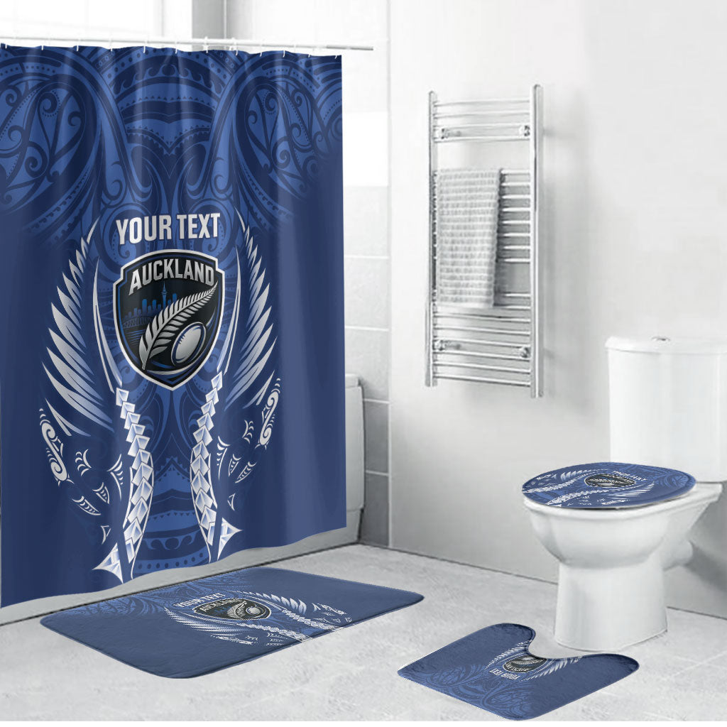 Auckland 2026 Rugby Custom Bathroom Set NZ Maori Silver Fern LT14 Bathroom Set (4 pcs) Blue - Polynesian Pride