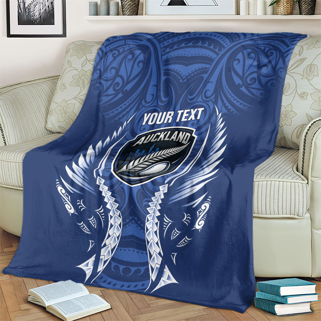 Auckland 2026 Rugby Custom Blanket NZ Maori Silver Fern LT14 - Polynesian Pride