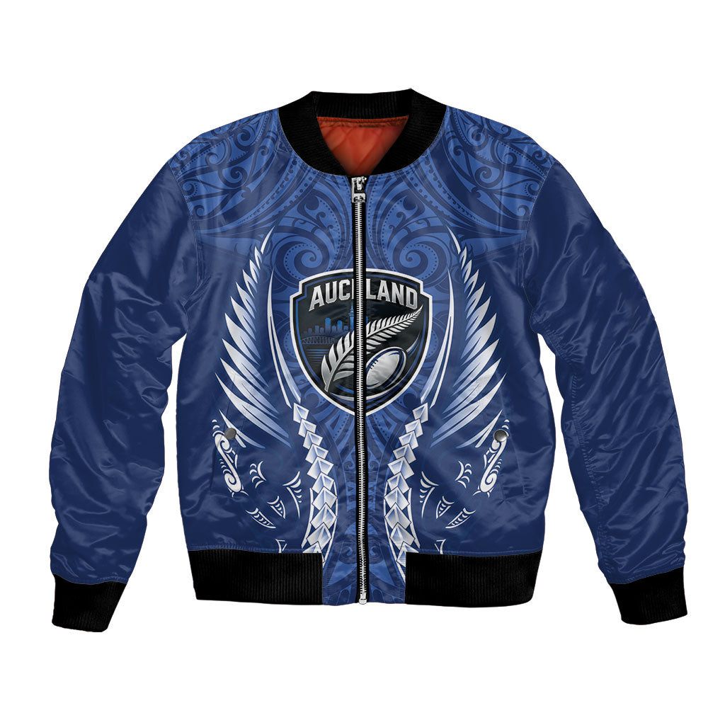 Auckland 2026 Rugby Custom Bomber Jacket NZ Maori Silver Fern LT14 Unisex Blue - Polynesian Pride