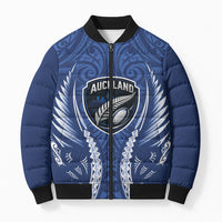 Auckland 2026 Rugby Custom Bomber Puffer Jacket NZ Maori Silver Fern LT14 Unisex Blue - Polynesian Pride