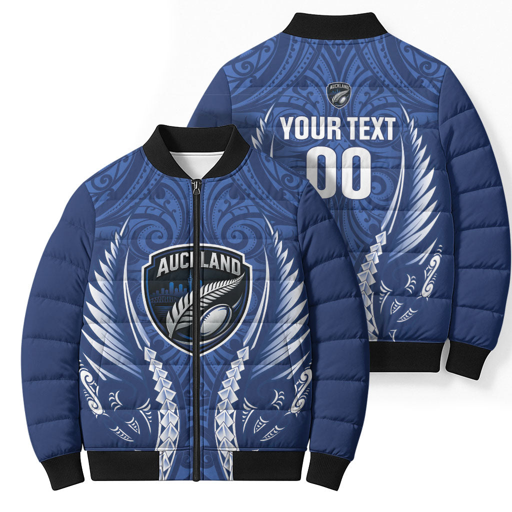 Auckland 2026 Rugby Custom Bomber Puffer Jacket NZ Maori Silver Fern LT14 - Polynesian Pride