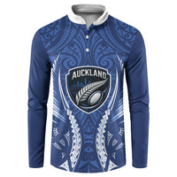 Auckland 2026 Rugby Custom Button Sweatshirt NZ Maori Silver Fern LT14 Blue - Polynesian Pride