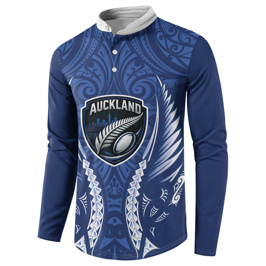 Auckland 2026 Rugby Custom Button Sweatshirt NZ Maori Silver Fern LT14 - Polynesian Pride