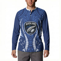Auckland 2026 Rugby Custom Button Sweatshirt NZ Maori Silver Fern LT14 - Polynesian Pride