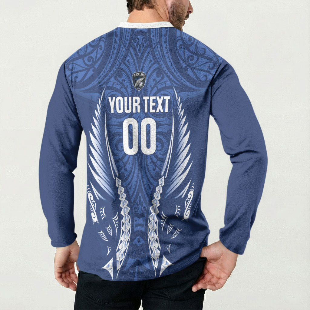 Auckland 2026 Rugby Custom Button Sweatshirt NZ Maori Silver Fern LT14 - Polynesian Pride