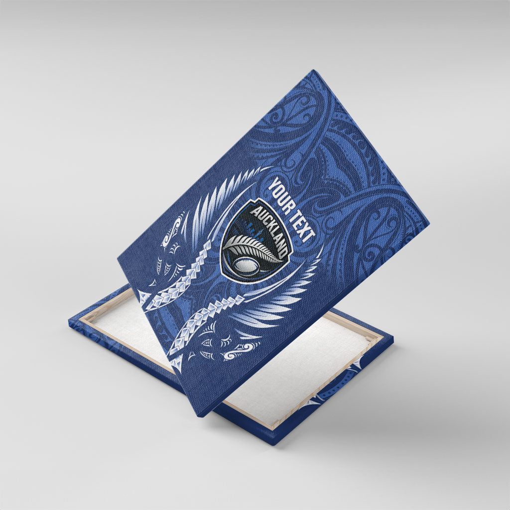 Auckland 2026 Rugby Custom Canvas Wall Art NZ Maori Silver Fern LT14 With Frame Blue - Polynesian Pride