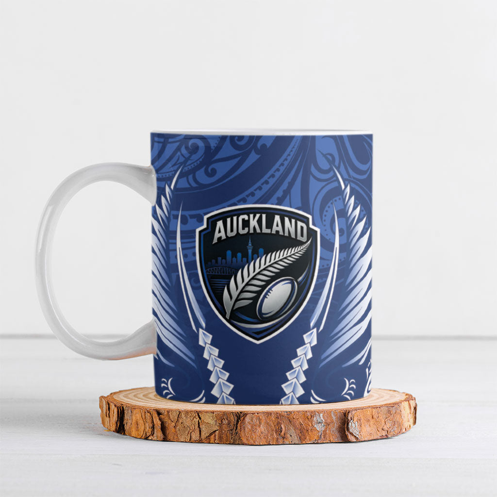 Auckland 2026 Rugby Custom Ceramic Mug NZ Maori Silver Fern LT14 Blue - Polynesian Pride