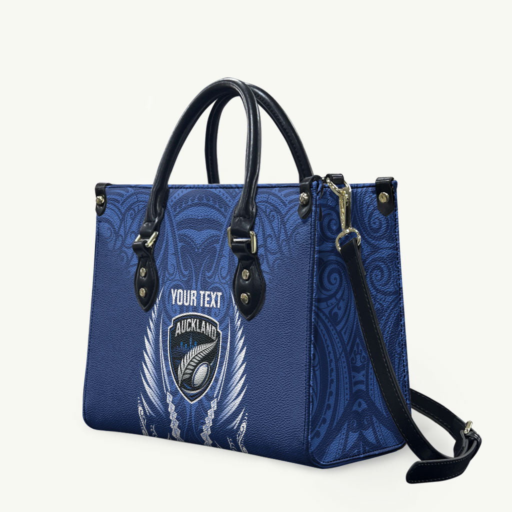 Auckland 2026 Rugby Custom Leather Bag NZ Maori Silver Fern LT14 Blue - Polynesian Pride