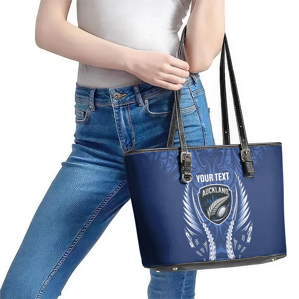 Auckland 2026 Rugby Custom Leather Tote Bag NZ Maori Silver Fern LT14 - Polynesian Pride