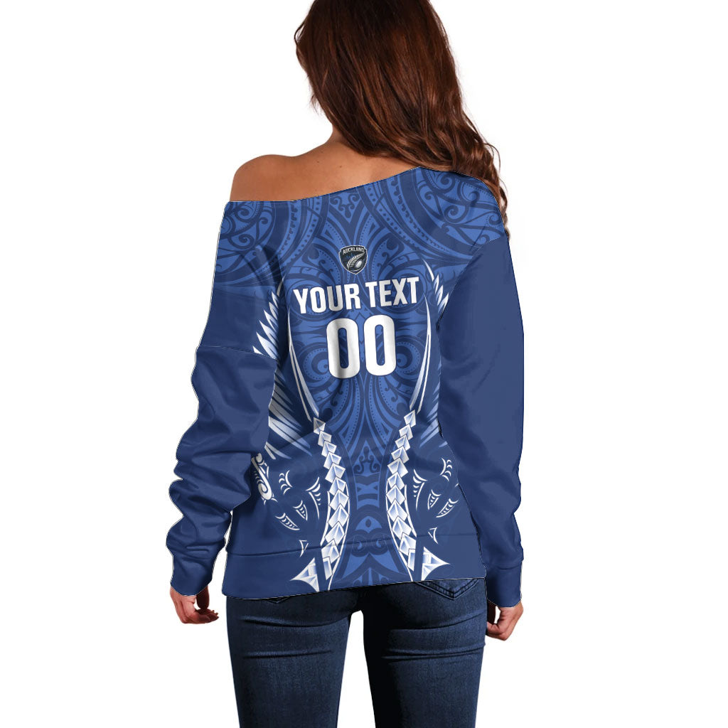 Auckland 2026 Rugby Custom Off Shoulder Sweater NZ Maori Silver Fern LT14 - Polynesian Pride