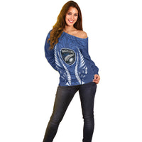 Auckland 2026 Rugby Custom Off Shoulder Sweater NZ Maori Silver Fern LT14 - Polynesian Pride
