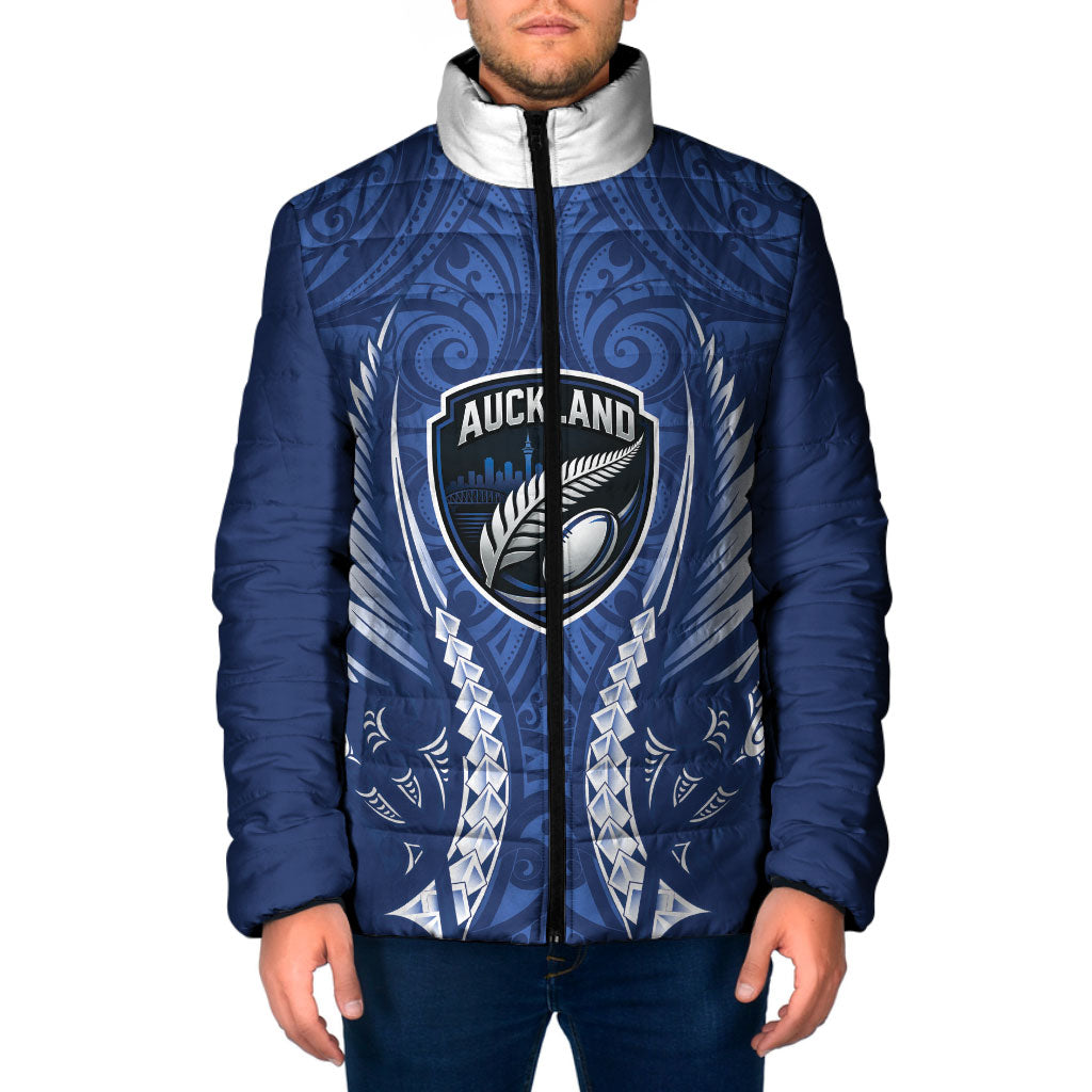 Auckland 2026 Rugby Custom Padded Jacket NZ Maori Silver Fern LT14 Men Blue - Polynesian Pride