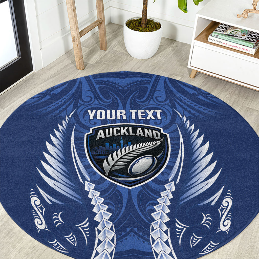Auckland 2026 Rugby Custom Round Carpet NZ Maori Silver Fern LT14 Blue - Polynesian Pride