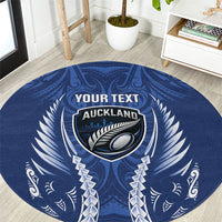 Auckland 2026 Rugby Custom Round Carpet NZ Maori Silver Fern LT14 Blue - Polynesian Pride