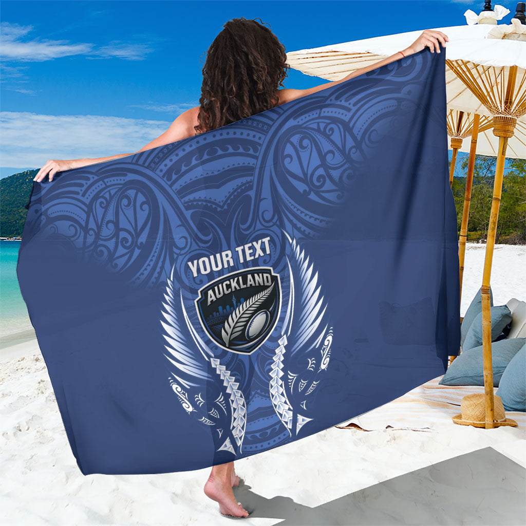 Auckland 2026 Rugby Custom Sarong NZ Maori Silver Fern LT14 One Size 44 x 66 inches Blue - Polynesian Pride