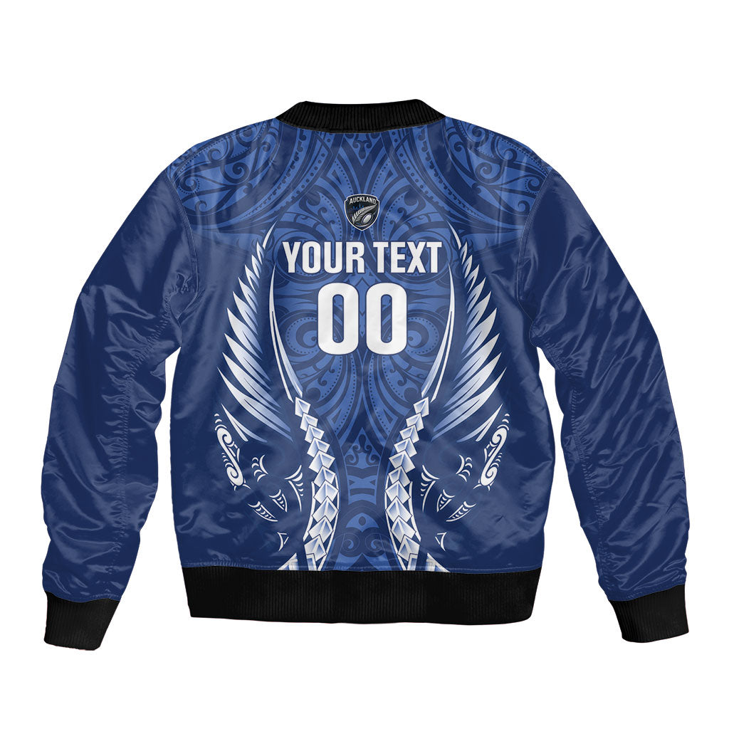 Auckland 2026 Rugby Custom Sleeve Zip Bomber Jacket NZ Maori Silver Fern LT14 - Polynesian Pride