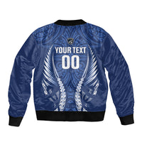 Auckland 2026 Rugby Custom Sleeve Zip Bomber Jacket NZ Maori Silver Fern LT14 - Polynesian Pride