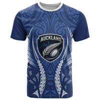 Auckland 2026 Rugby Custom T Shirt NZ Maori Silver Fern LT14 Blue - Polynesian Pride