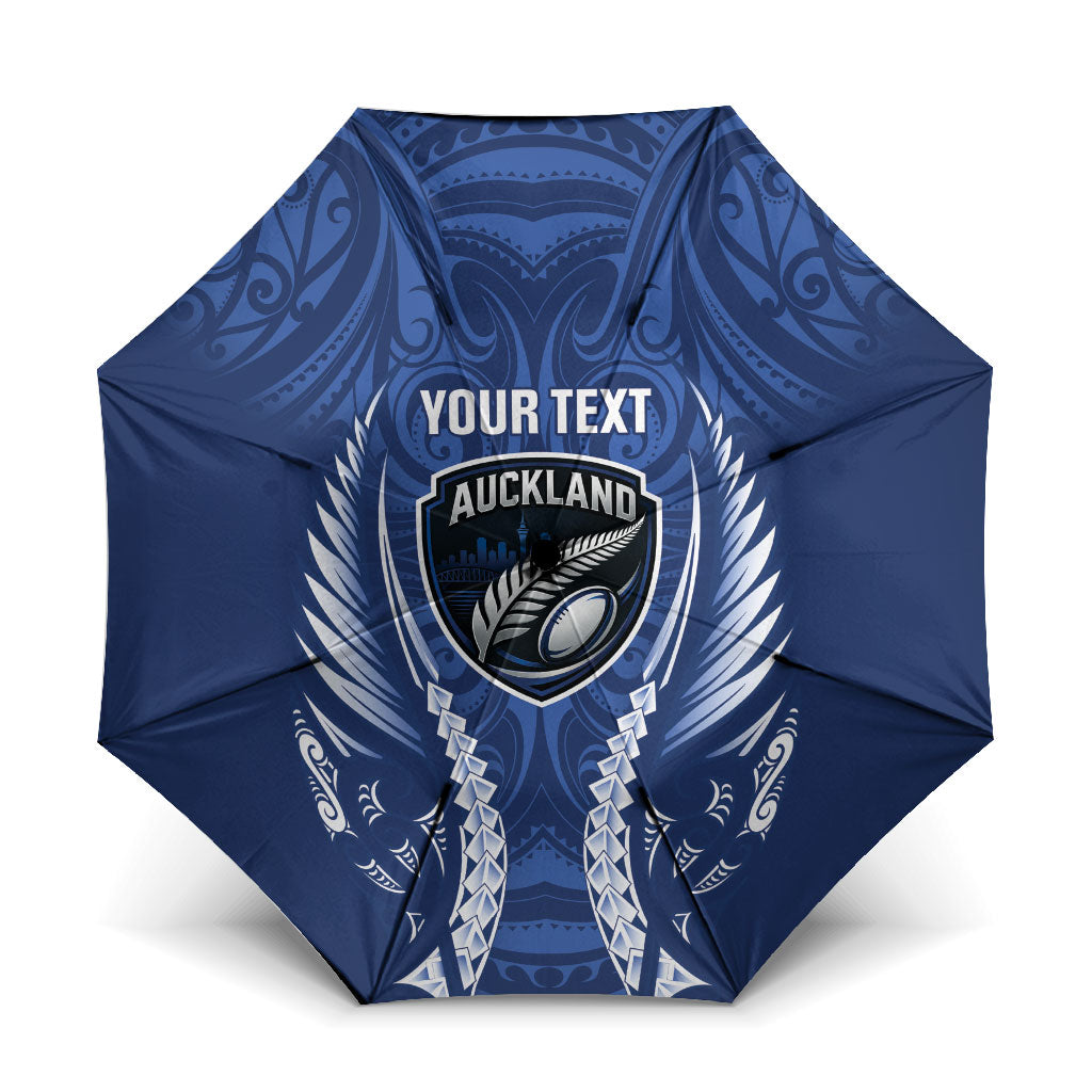 Auckland 2026 Rugby Custom Umbrella NZ Maori Silver Fern LT14 One Size Folded 11.42 inch Opened Diameter 37.4 inch Blue - Polynesian Pride