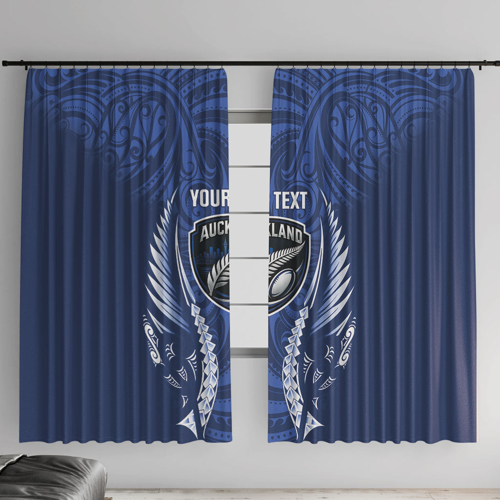 Auckland 2026 Rugby Custom Window Curtain NZ Maori Silver Fern LT14 With Hooks Blue - Polynesian Pride