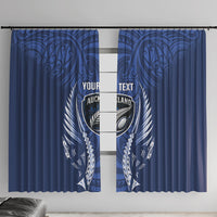 Auckland 2026 Rugby Custom Window Curtain NZ Maori Silver Fern LT14 With Hooks Blue - Polynesian Pride