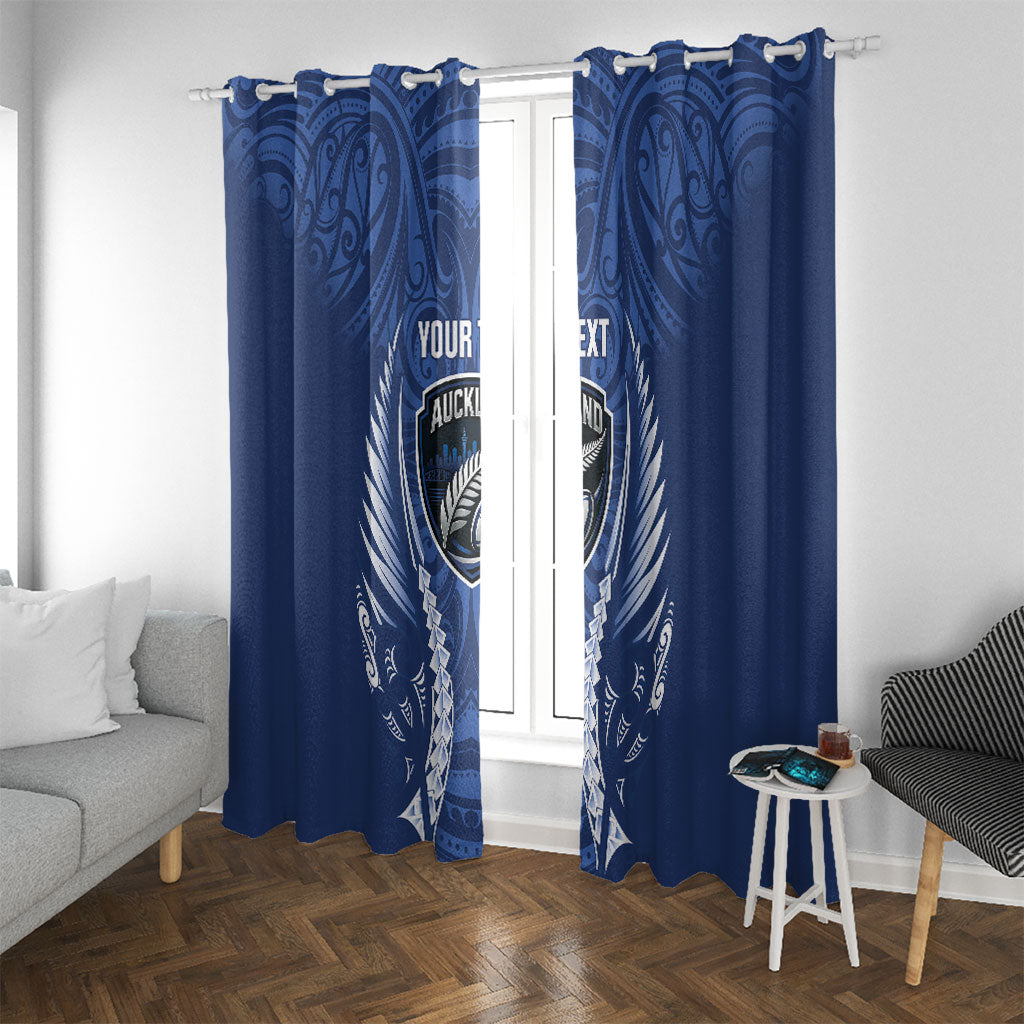 Auckland 2026 Rugby Custom Window Curtain NZ Maori Silver Fern LT14 With Grommets Blue - Polynesian Pride