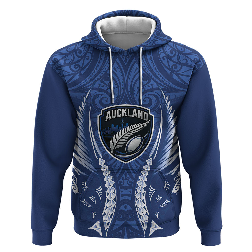 Auckland 2026 Rugby Custom Zip Hoodie NZ Maori Silver Fern LT14 Pullover Hoodie Blue - Polynesian Pride