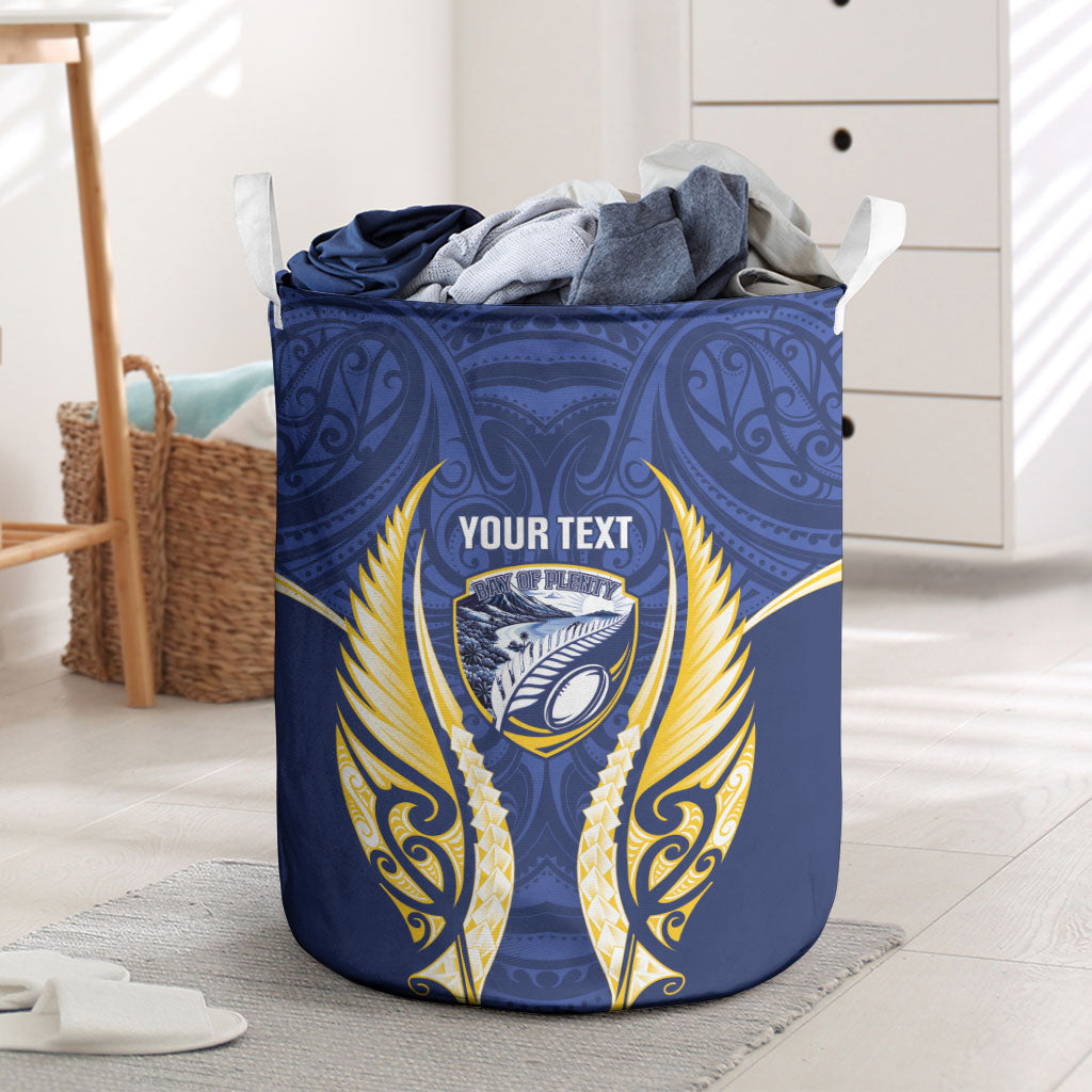 Bay of Plenty 2026 Rugby Custom Laundry Basket NZ Maori Silver Fern LT14 Blue - Polynesian Pride